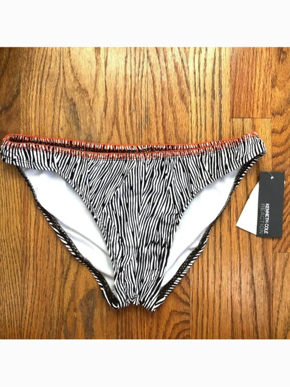 NEW NWT KENNETH COLE REACTION Brown Etc Zebra Hipster Swim Bikini BOTTOM Medium